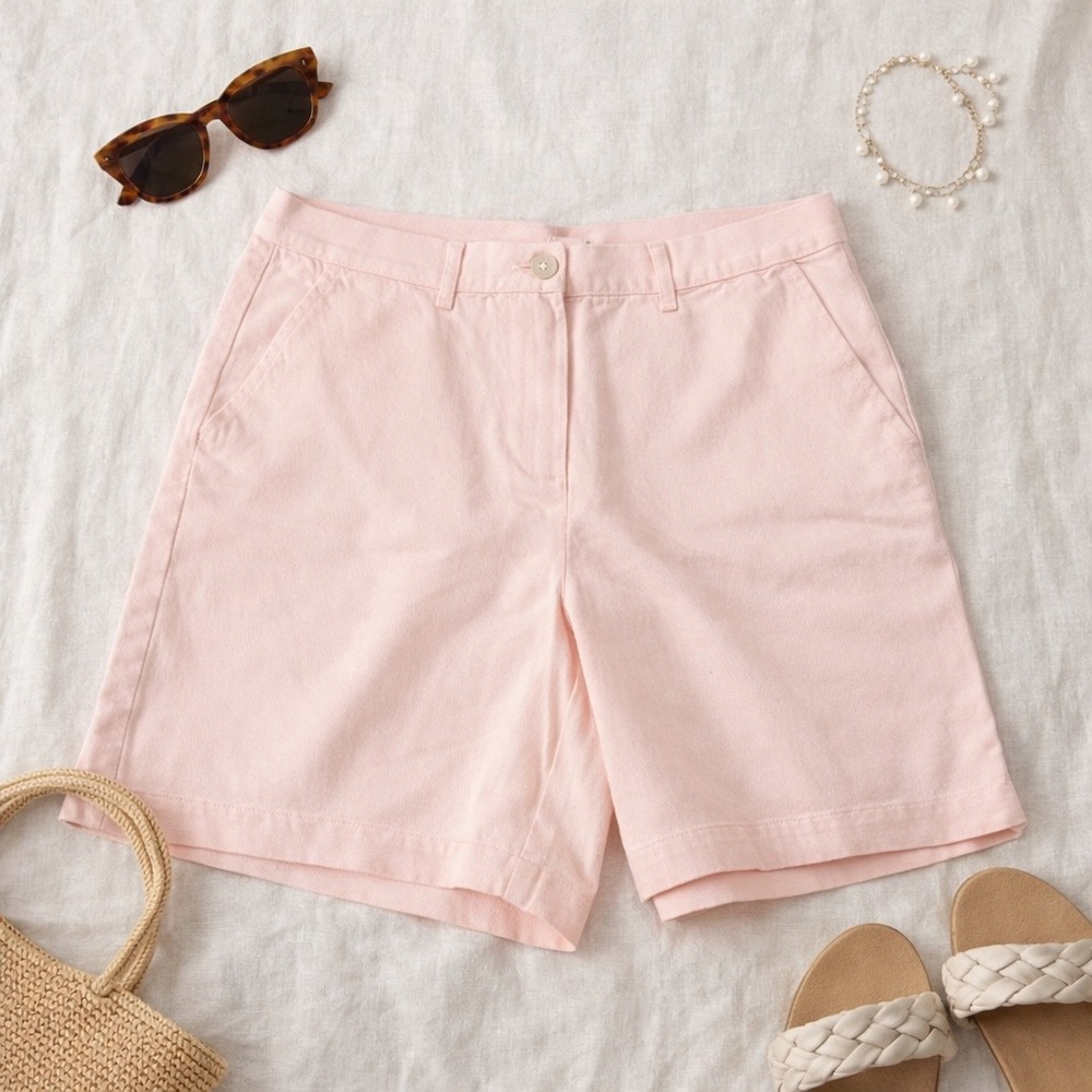 Lauren Ralph Lauren Petite Pink Chino Shorts 10P Cotton Twill Flat Front